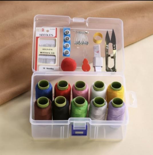 Sacolin Sewing Kit with 10 Colors Polyester Thread, Transparent Box