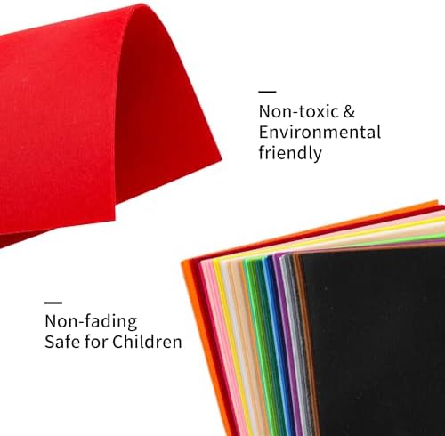 40PCS 12 x 12”(30 X 30cm), 2mm Thick Stiff Felt Fabric Sheets Assorted