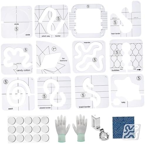 15Pcs/Set Quilting Rulers, Clear Acrylic Quilting Ruler Kit Includes