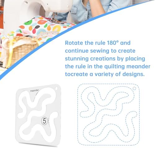12 Pcs Acrylic Free Motion Quilting Rulers Templates with 2 pcs High