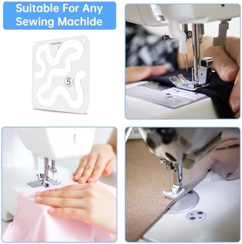 12 Pcs Acrylic Free Motion Quilting Rulers Templates with 2 pcs High