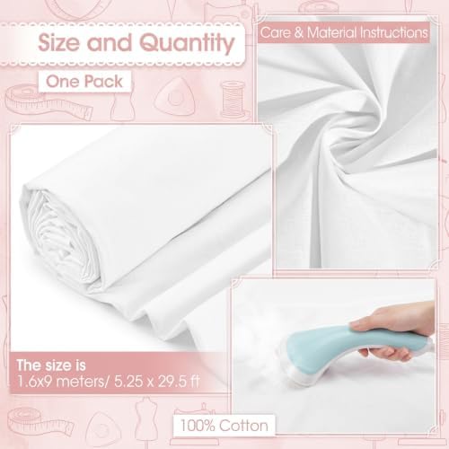 10 Yards x 63 Inches White Cotton Fabric by the Yard Fabrics, Wide