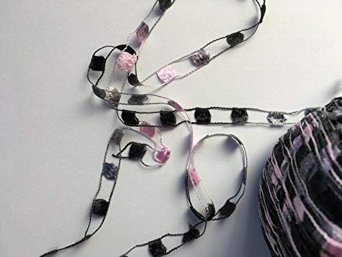 Berlini Ladder Ribbon Maxi Yarn #88 Pink Zebra: Pink Black Silver-Grey
