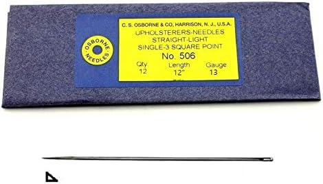 C.S. Osborne Pack of 12 Straight 3-Square Point Needles #506, Size