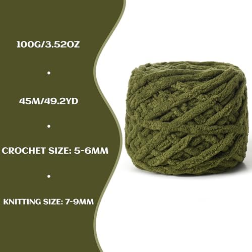 Plush Chenille Chunky Yarn 100g (49.2yd) - Fluffy Velvet Yarn Crochet