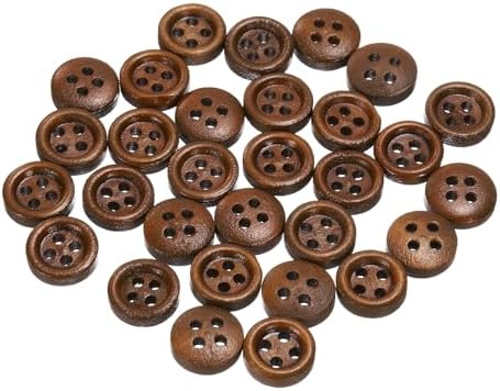 HARFINGTON 30pcs 16L Wooden Sewing Button 3/8"(10mm) 4 Holes Wood