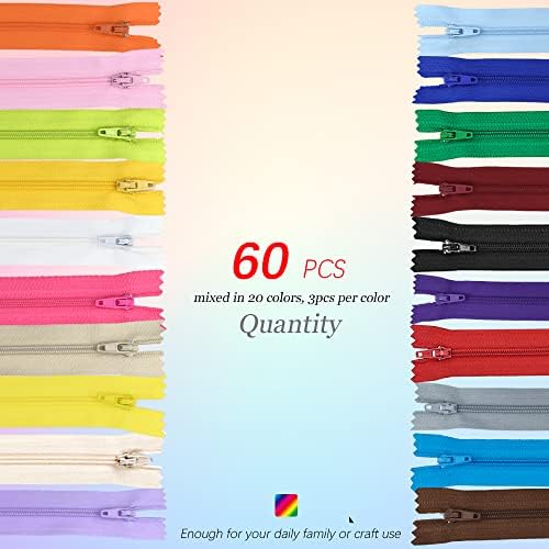 Renashed 60Pcs 12Inch Nylon Coil Zippers for Tailor Sewer Sewing Craft