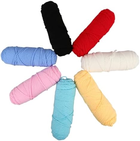8 Ply Cotton Yarn Set for Knitting Crochet, 7 Rolls