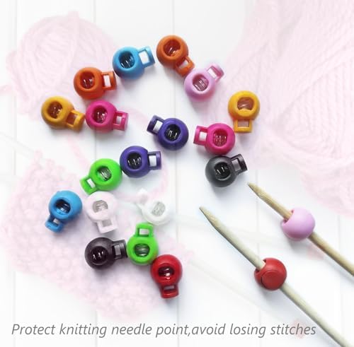 20Pcs Knitting Needle Stoppers, Needle Point Locks, Plastic Stitch