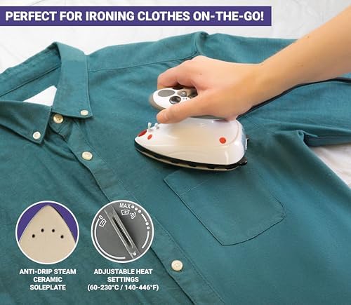 The Quilted Bear Mini Steam Iron for Quilting & Travel with Case