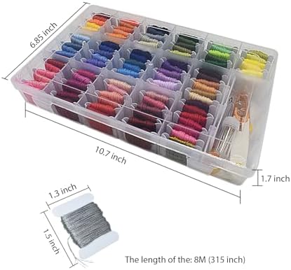 Embroidery Floss Thread Kit 100% Cotton Floss Bobbins and Cross Stitch