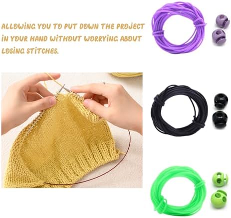 6 Pcs Knitting Stitch Stoppers, Double-Hole Point Protectors
