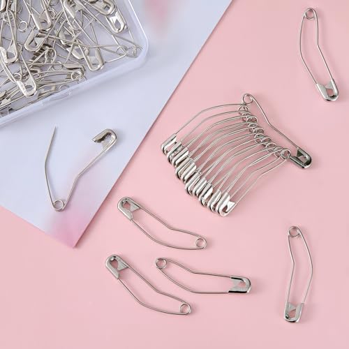 Curved Safety Pins 2 Inch - 60 Pack Quilting Basting Pins for