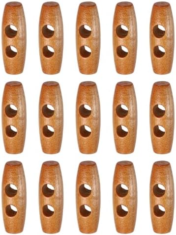 HARFINGTON 15pcs Wooden Toggle Buttons 30mm / 1.2" Double Hole Wood