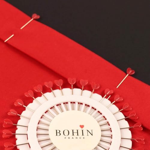 BOHIN Heart Head Pins, 30 Count, 38 mm, Steel & Plastic, Sewing &