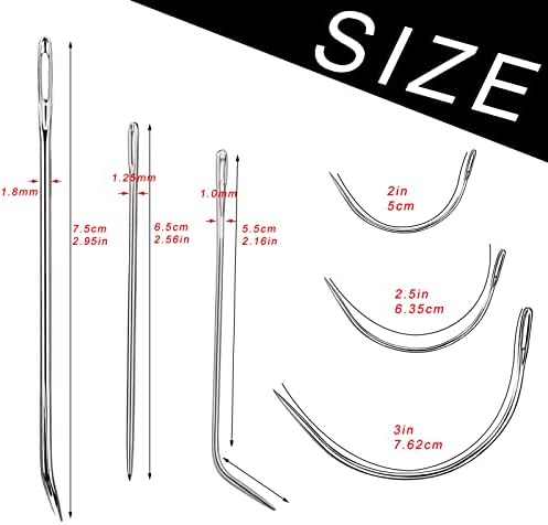 Veroave Sewing Needles, Curved Needle, 20 PCS Upholstery Needle
