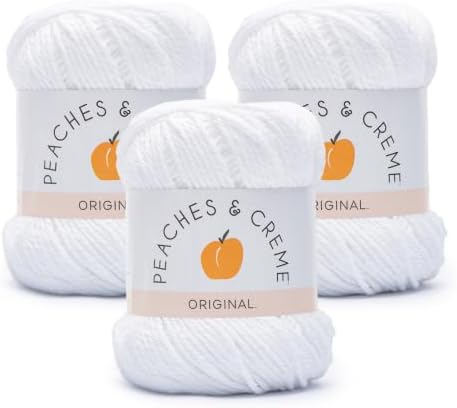 Peaches & Creme Solids 100% Cotton Yarn for Crocheting, White 3 Pack