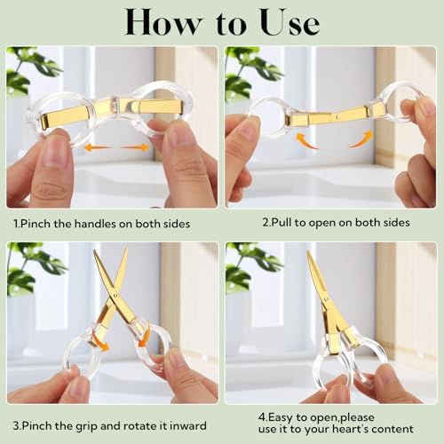 12 Pcs Mini Folding Scissors 3.8 Foldable Travel Scissors Clear