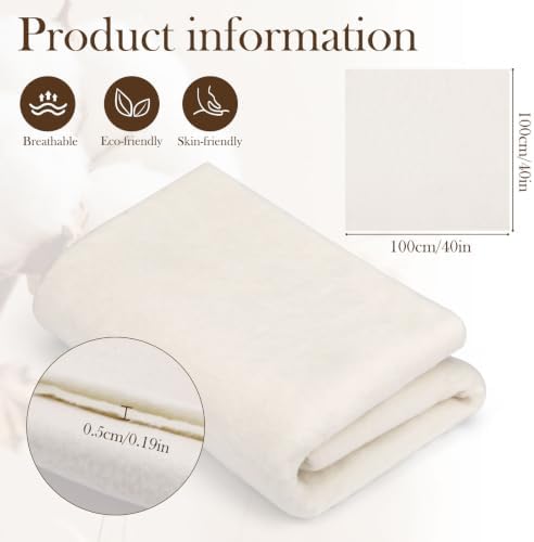FTEVEN Natural Cotton Batting for Quilting 40" x 40" Crib Size Batting