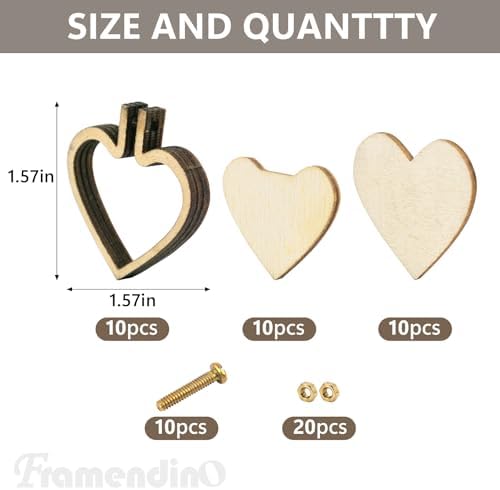 Framendino, 10 Pack Heart Shaped Mini Embroidery Hoop Wood Hoops Ring