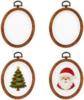 Mcredy Oval Embroidery Hoop, Wood-Grain Plastic, 3.15"x4"-4Pcs