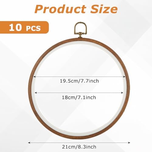 MUXHEL 10PCS 8 Inch Embroidery Hoops, Imitated Wood Plastic Cross