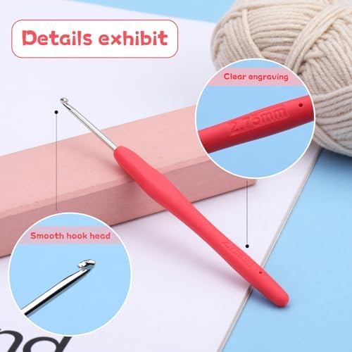 QMNNMA 2.75 mm Crochet Hook, Ergonomic Crochet Hooks, Crochet Needles