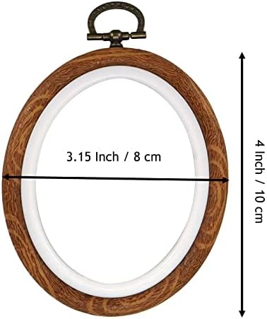 Mcredy Oval Embroidery Hoop, Wood-Grain Plastic, 3.15"x4"-4Pcs