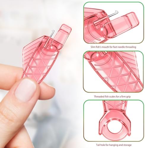 Bepisof 10 Pack Mini Pink Fish Type Needle Threader