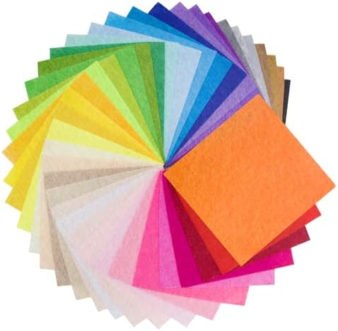 6" x 6" Felt Fabric Sheets for Crafts, 40pcs Assorted Colors Felt