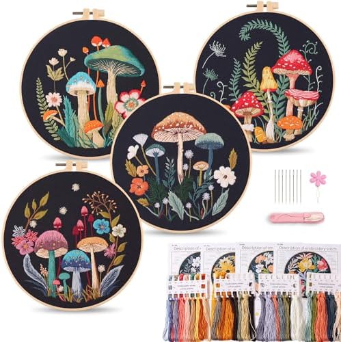 Harimau Embroidery Starter Kit, 4 Patterns, 2 Hoops