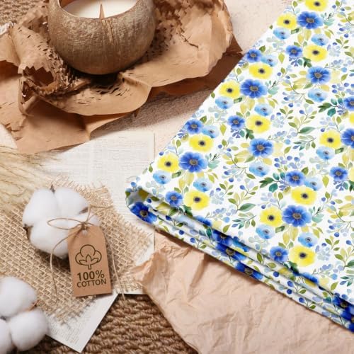 Watercolor Flowers 100% Cotton Fabric by the Yard 3 Yard Bolt,108"