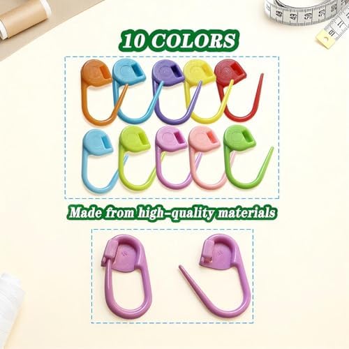 Meikeer 150PCS Locking Stitch Markers with Storage Box, 10 Colors
