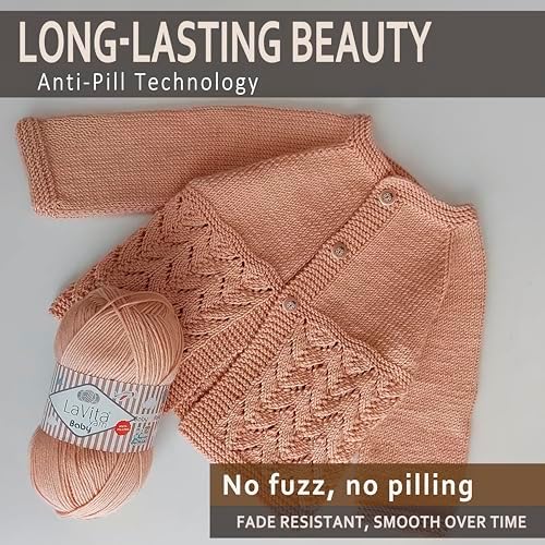 LaVita Baby Premium Anti-Pill Acrylic Yarn - 820 Yards, 3 x 3.5 oz