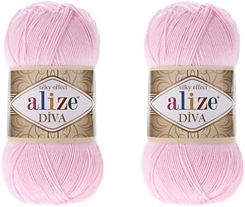 Alize Diva Hand Knitting Yarn - 100% Microfiber Acrylic With Silk