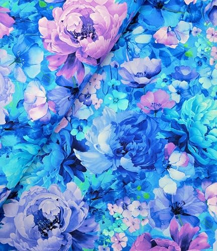 Timeless Treasures Bellagio Purple and Blue Packed Flower Cotton