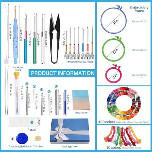JUPEAN 156-Piece Punch Needle Embroidery Kit