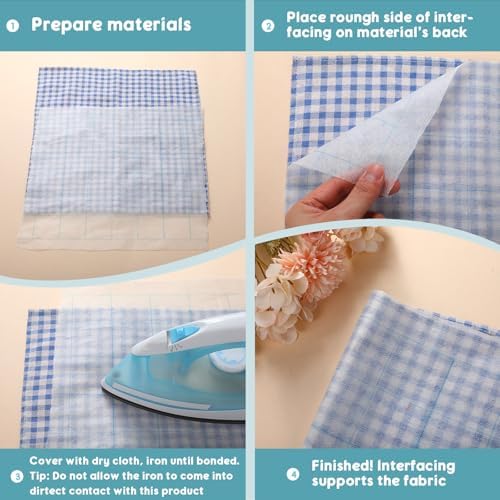 Breling Fusible Interfacing Grid, White, 48 Inch X 8 Yard, Light