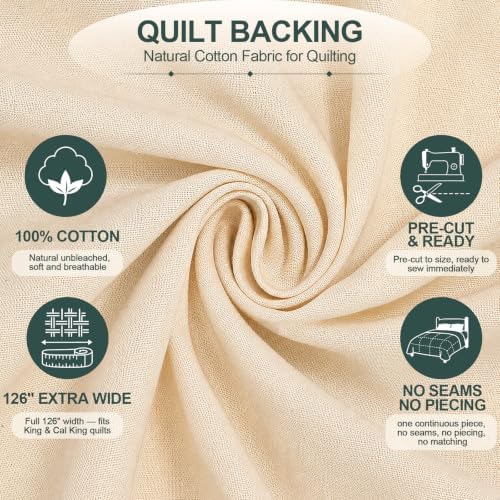 Homerak Extra Wide Quilt Backing Fabric 126 Inch Wide, 100% Cotton