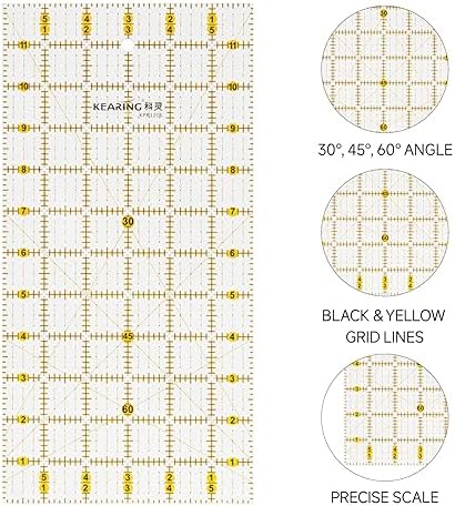KEARING Clear Acrylic Quilting Ruler Set, 1/2 x 4 and 3 x 18