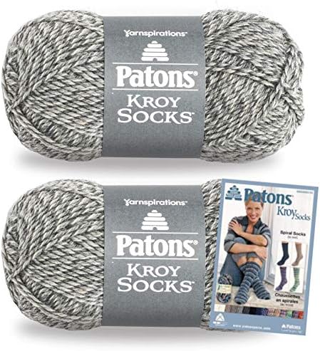 Patons Kroy Socks Yarn, 2-Pack, Grey Marl Plus Pattern