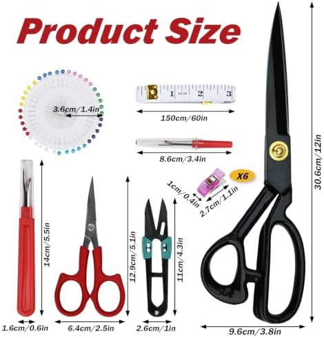 Fabric Scissors, Heavy Duty Tailor Sewing Shears (12 Inch)