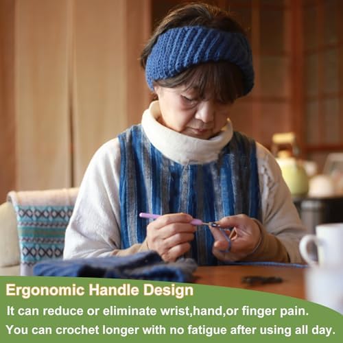 Hobekoee Size I/5.5mm Crochet Hook Ergonomic Handle for Arthritic