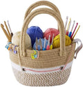 Tudomro Portable Crochet Bag Organizer, Yarn Storage Tote Woven Basket