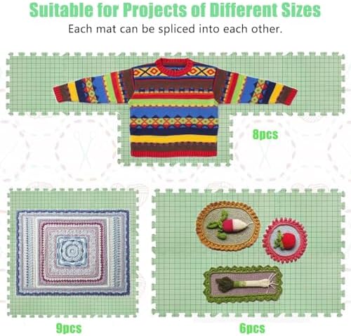 CraftyManor 9 PCS Blocking Mats for Knitting & Crochet Projects