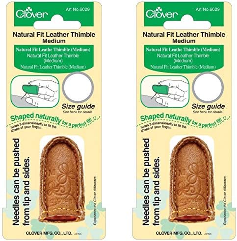 Clover Medium Natural Fit Leather Thimble (Pack of 2)