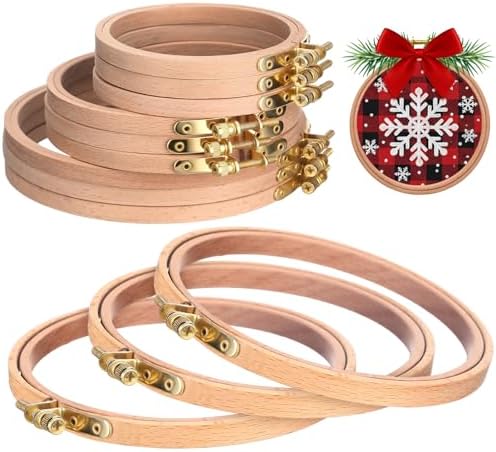 Doublefill 9 Pcs 4 to 6 in Round Embroidery Hoops Frame, Beech Wood