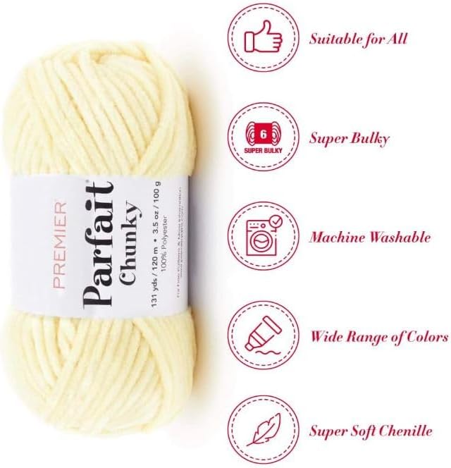 Premier Yarns Parfait Chunky Chenille Yarn 3.5 Oz 6 Super Bulky Weight