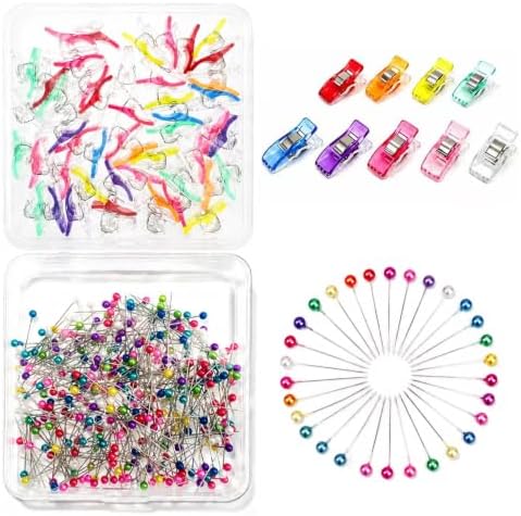 300PCS Sewing Pins & 50PCS Sewing Clips for Quilting, Sewing, Crafts