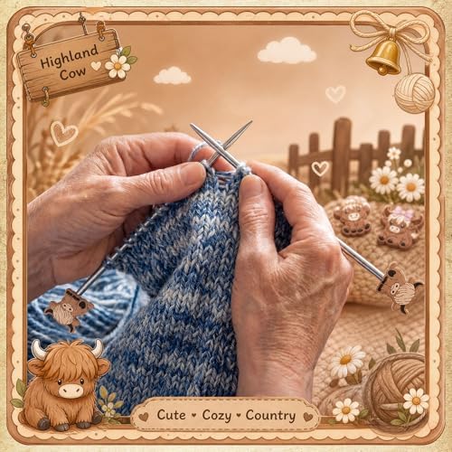 Marsui 8-Piece Highland Cow Knitting Needle Stoppers